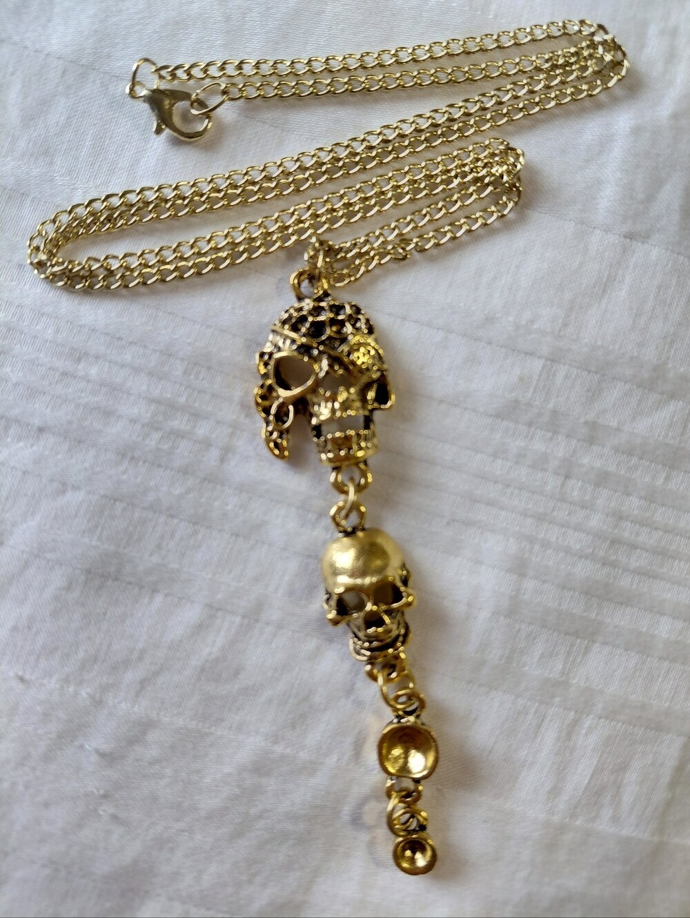Gold Scull Pirate Punk Tassel Necklace